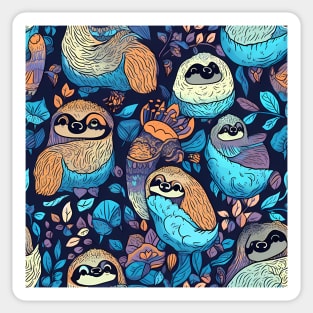 Cute Sloths Pattern Sticker